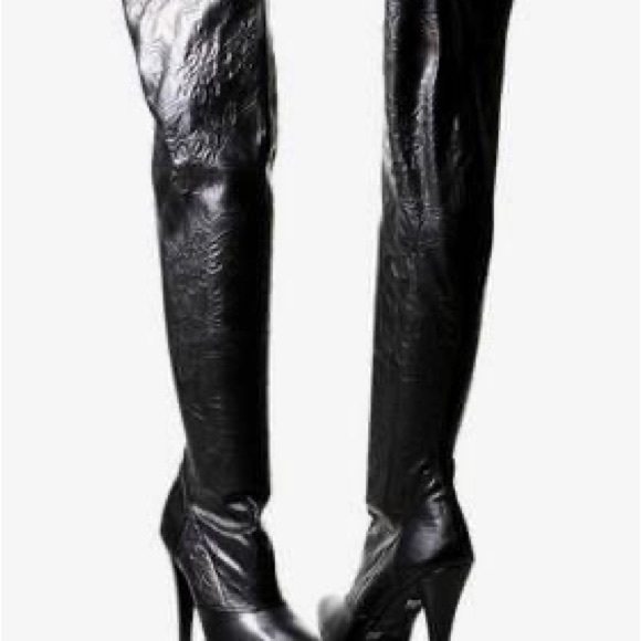 Dollhouse Glossy Black Over the Knee Boots - Picture 1 of 15